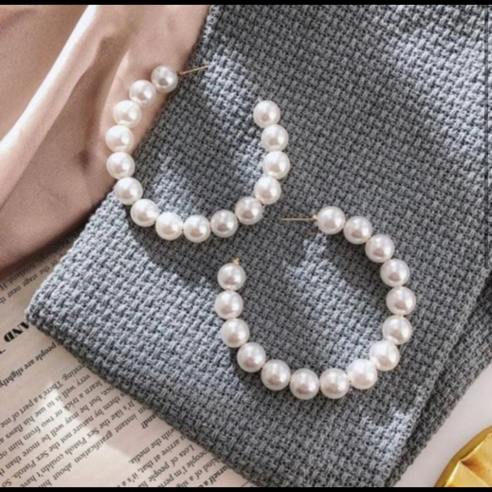 Stunning Pearl Hoop Earrings